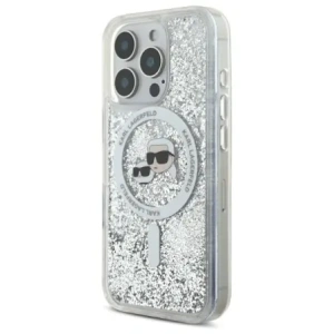 Etui Karl Lagerfeld KLHMP16LLGKCSGH Apple iPhone 16 Pro hardcase Liquid Glitter Karl&Choupette Head Magsafe transparent