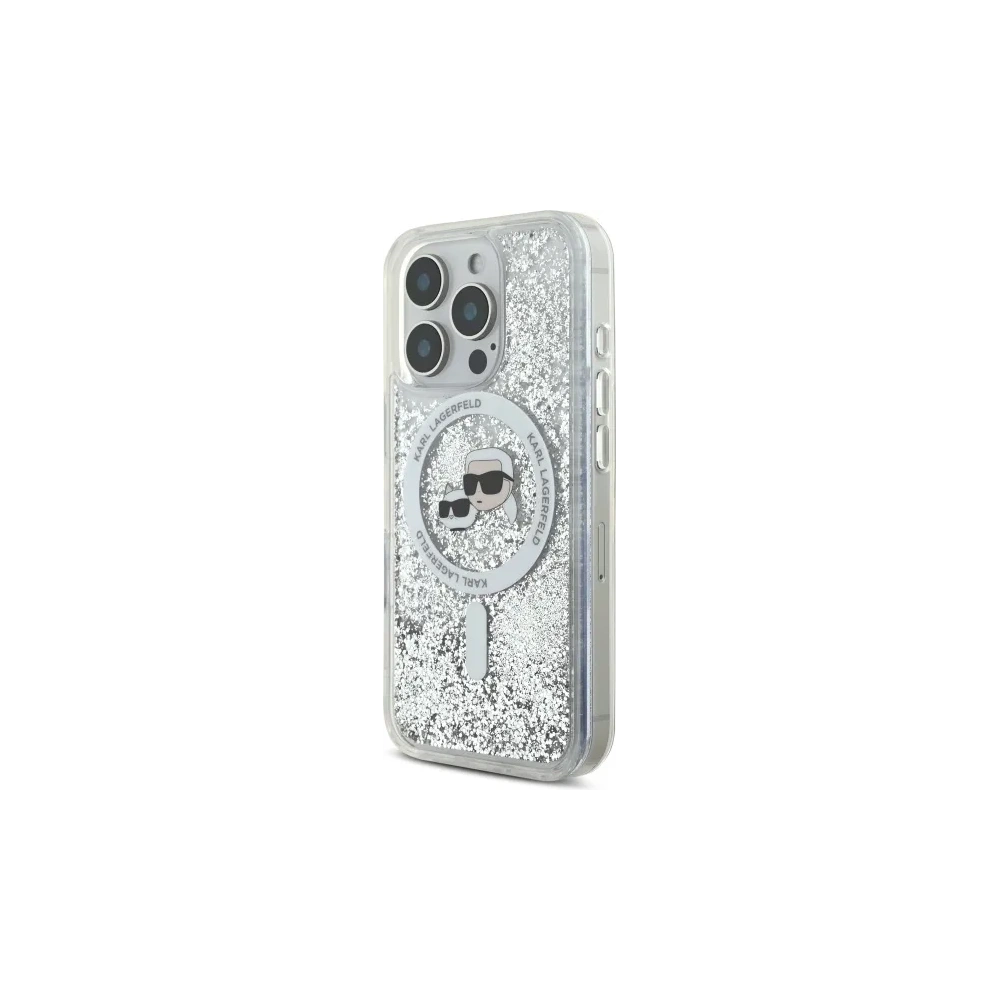 Wholesale Karl Lagerfeld KLHMP16LLGKCSGH Apple iPhone 16 Pro hardcase Liquid Glitter Karl&Choupette Head Magsafe transparent - KLD21798 - {ean13} - Hurt