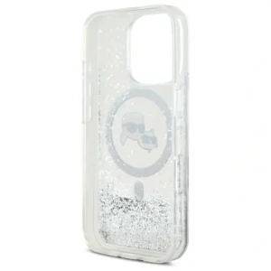 Etui Karl Lagerfeld KLHMP16LLGKCSGH Apple iPhone 16 Pro hardcase Liquid Glitter Karl&Choupette Head Magsafe transparent
