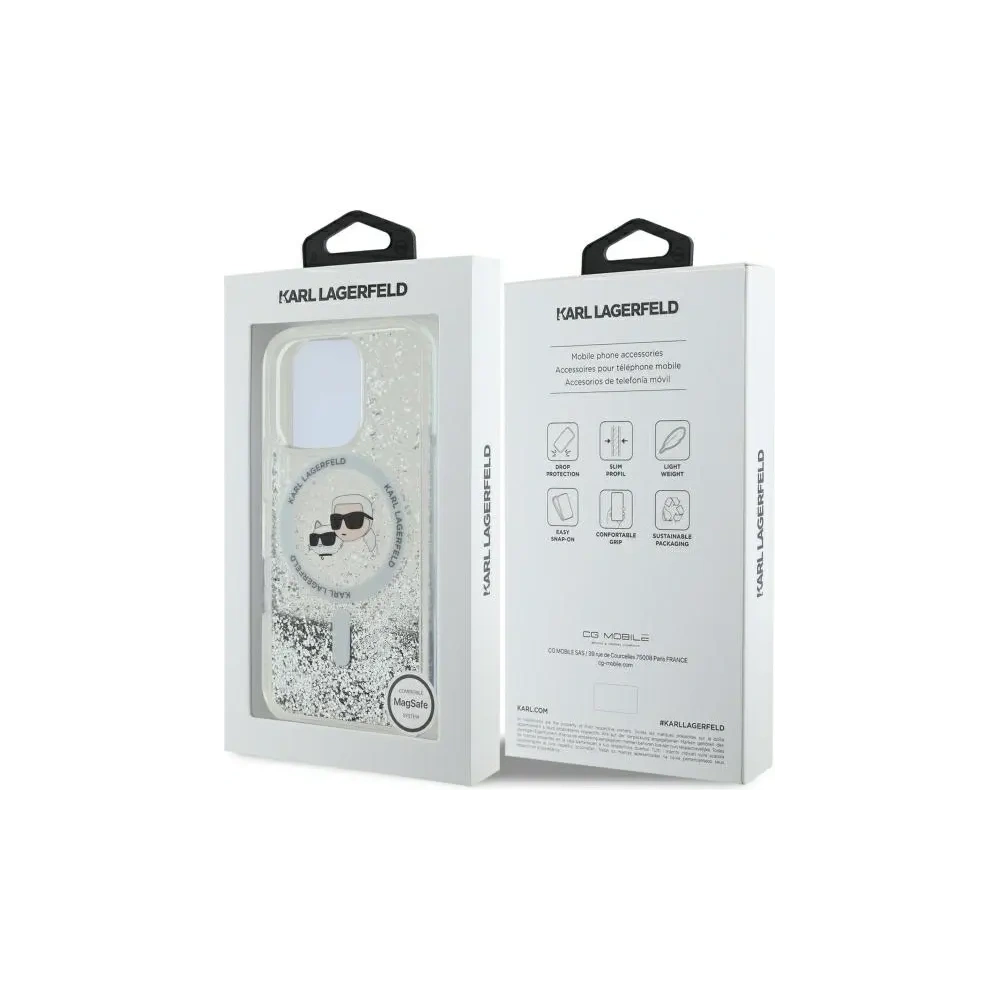 Wholesale Karl Lagerfeld KLHMP16LLGKCSGH Apple iPhone 16 Pro hardcase Liquid Glitter Karl&Choupette Head Magsafe transparent - KLD21798 - {ean13} - Hurt