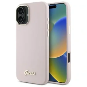 Wholesale Guess GUHCP16MSMBSLP Apple iPhone 16 Plus hardcase Silicone Script Metal Logo & Frame pink - GUE4101 - {ean13} - Hurt