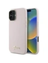 Guess GUHCP16MSMBSLP Apple iPhone 16 Plus kemény tok Szilikon Írásos Fém Logó & Keret rózsaszín