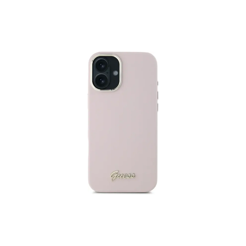Hurtownia GSM - Guess GUHCP16MSMBSLP Apple iPhone 16 Plus carcasă din silicon cu script metalic și ramă roz - GUE4101 - {ean13} - Hurt