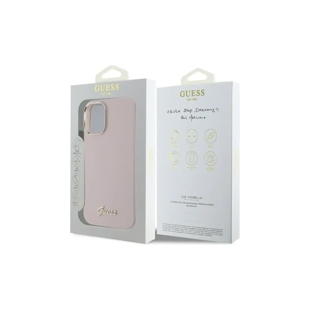 Hurtownia GSM - Guess GUHCP16MSMBSLP Apple iPhone 16 Plus kemény tok Szilikon Írásos Fém Logó & Keret rózsaszín - GUE4101 - {ean13} - Hurt
