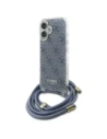 Guess GUHCP16SHC4SEB Apple iPhone 16 kemény tok keresztpántos kábel 4G mintás kék