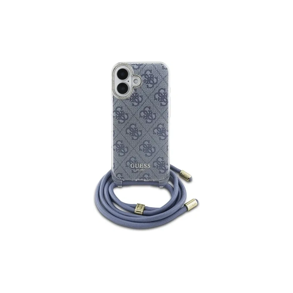 Wholesale Guess GUHCP16SHC4SEB Apple iPhone 16 hardcase Crossbody Cord 4G Print blue - GUE4102 - {ean13} - Hurt