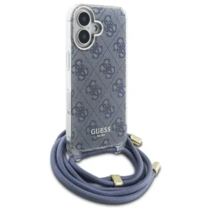 Etui Guess GUHCP16SHC4SEB Apple iPhone 16 hardcase Crossbody Cord 4G Print niebieski/blue