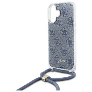 Etui Guess GUHCP16SHC4SEB Apple iPhone 16 hardcase Crossbody Cord 4G Print niebieski/blue