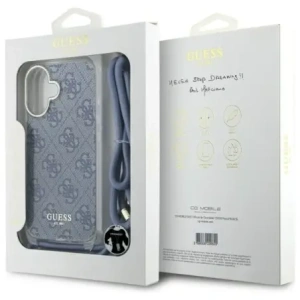 Etui Guess GUHCP16SHC4SEB Apple iPhone 16 hardcase Crossbody Cord 4G Print niebieski/blue