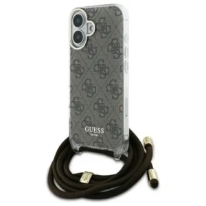 Etui Guess GUHCP16SHC4SEW Apple iPhone 16 hardcase Crossbody Cord 4G Print brązowy/brown