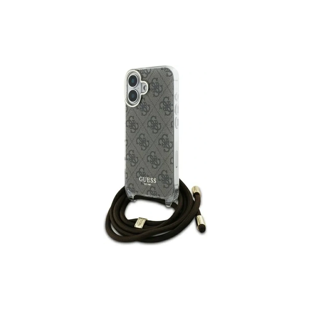 Wholesale Guess GUHCP16SHC4SEW Apple iPhone 16 hardcase Crossbody Cord 4G Print brown - GUE4103 - {ean13} - Hurt