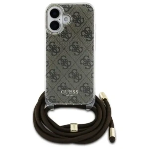 Etui Guess GUHCP16SHC4SEW Apple iPhone 16 hardcase Crossbody Cord 4G Print brązowy/brown