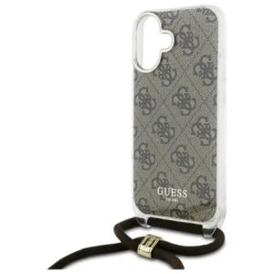 Etui Guess GUHCP16SHC4SEW Apple iPhone 16 hardcase Crossbody Cord 4G Print brązowy/brown