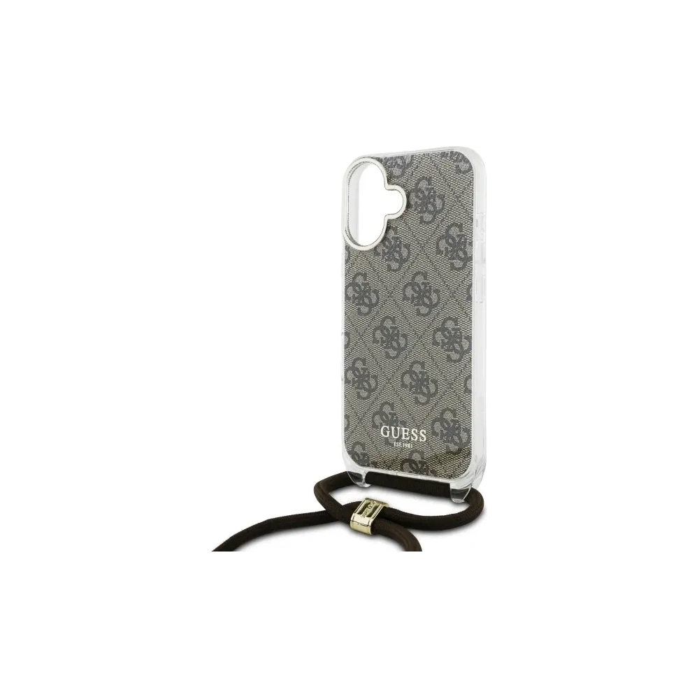 Wholesale Guess GUHCP16SHC4SEW Apple iPhone 16 hardcase Crossbody Cord 4G Print brown - GUE4103 - {ean13} - Hurt