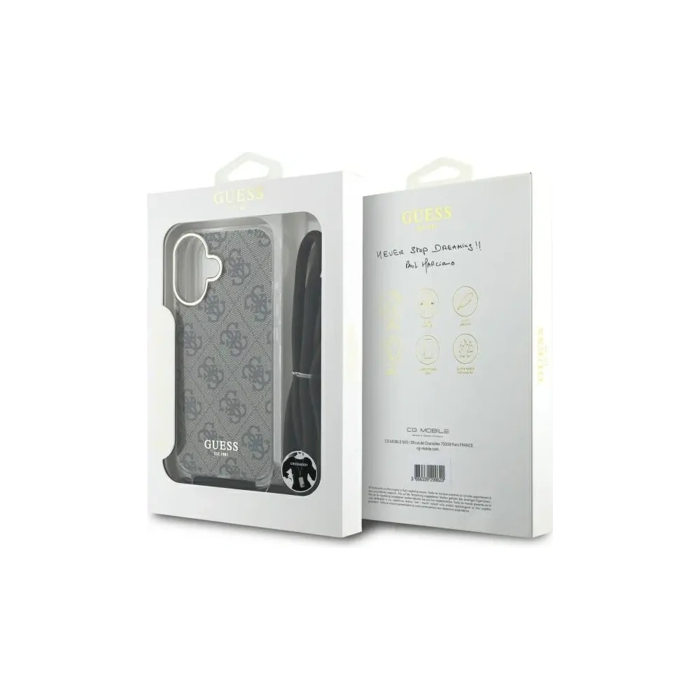Wholesale Guess GUHCP16SHC4SEW Apple iPhone 16 hardcase Crossbody Cord 4G Print brown - GUE4103 - {ean13} - Hurt