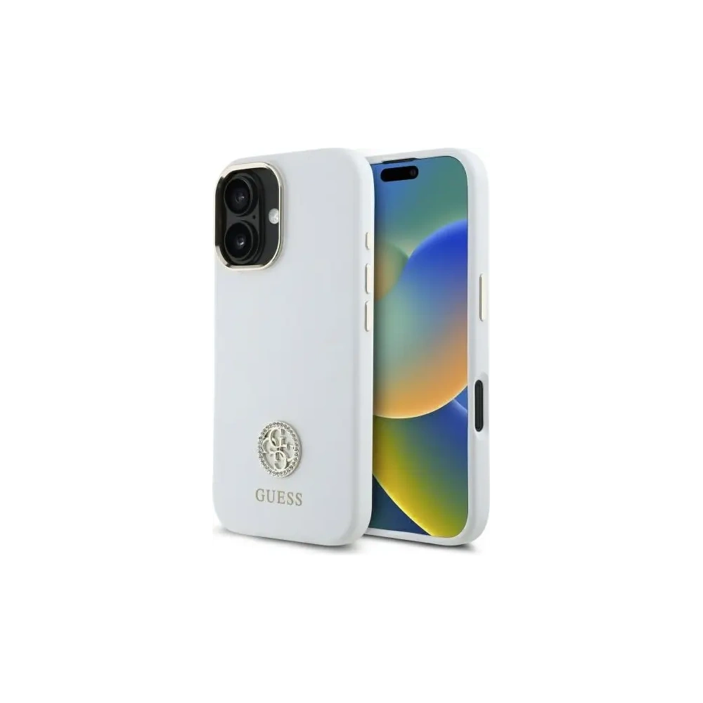 Hurtownia GSM - Guess GUHCP16SM4DGPH Apple iPhone 16 Hardcase Silikon Logo Strass 4G weiß - GUE4104 - {ean13} - Hurt