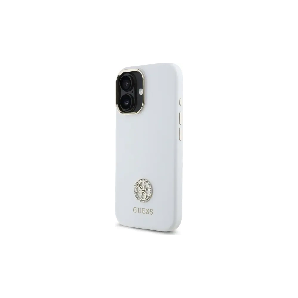 Hurtownia GSM - Guess GUHCP16SM4DGPH Apple iPhone 16 keménytok Szilikon Logó Strassz 4G fehér - GUE4104 - {ean13} - Hurt