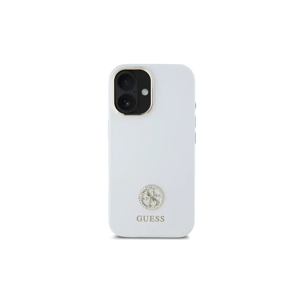 Hurtownia GSM - Guess GUHCP16SM4DGPH Apple iPhone 16 keménytok Szilikon Logó Strassz 4G fehér - GUE4104 - {ean13} - Hurt