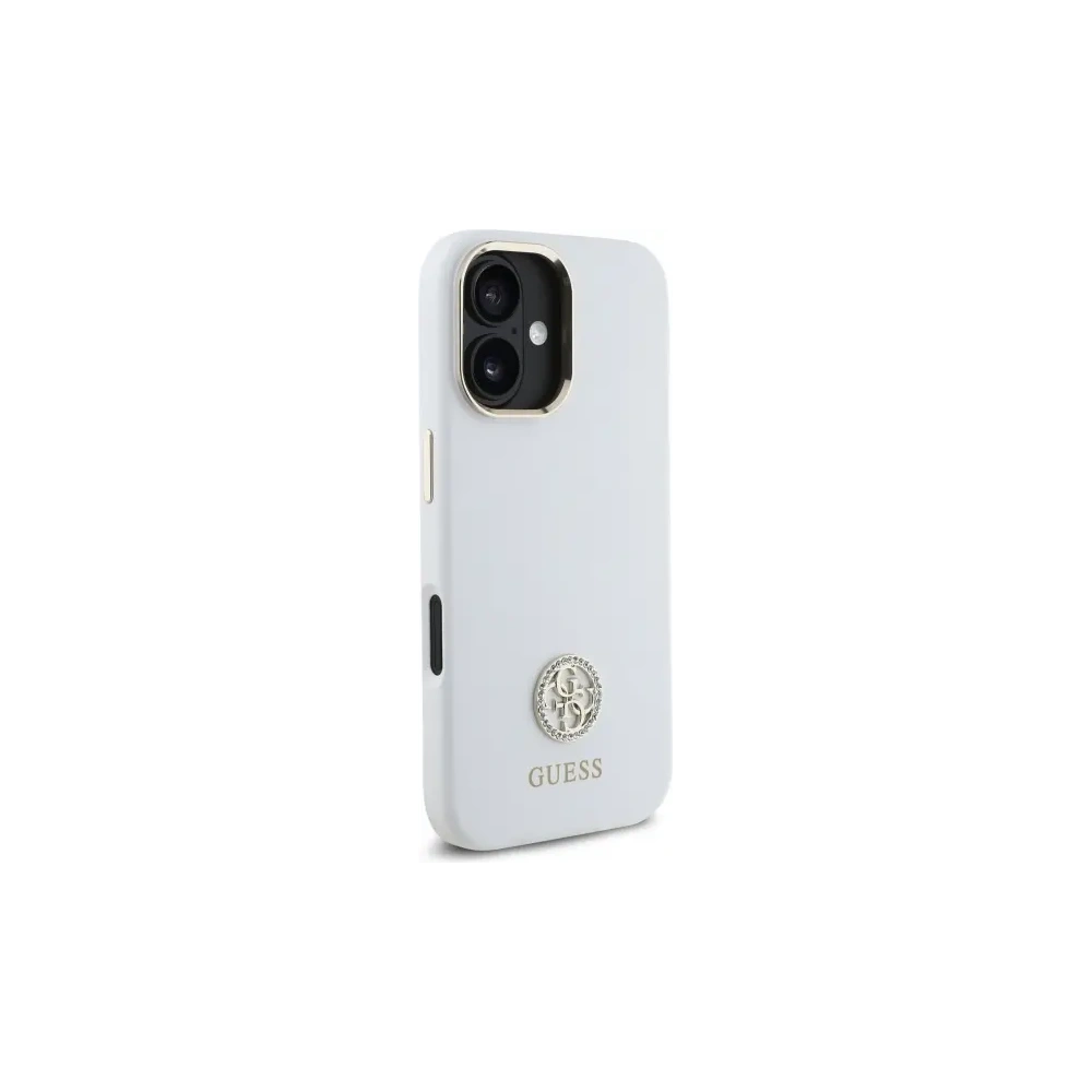 Hurtownia GSM - Guess GUHCP16SM4DGPH Apple iPhone 16 keménytok Szilikon Logó Strassz 4G fehér - GUE4104 - {ean13} - Hurt