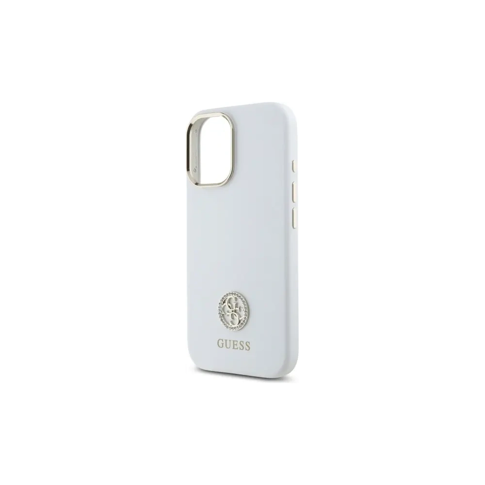 Hurtownia GSM - Guess GUHCP16SM4DGPH Apple iPhone 16 keménytok Szilikon Logó Strassz 4G fehér - GUE4104 - {ean13} - Hurt