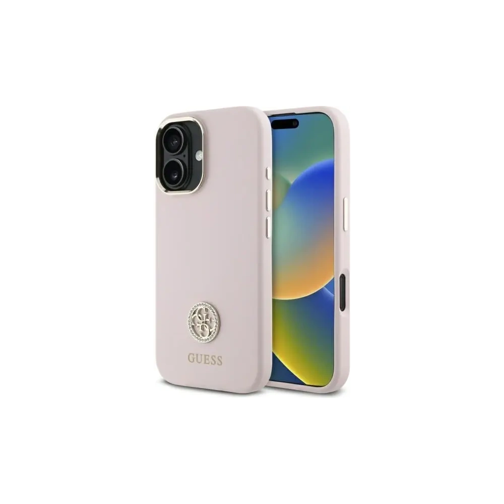 Hurtownia GSM - Guess GUHCP16SM4DGPP Apple iPhone 16 keménytok Szilikon Logó Strassz 4G rózsaszín - GUE4105 - {ean13} - Hurt