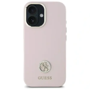 Etui Guess GUHCP16SM4DGPP Apple iPhone 16 hardcase Silicone Logo Strass 4G jasnoróżowy/pink