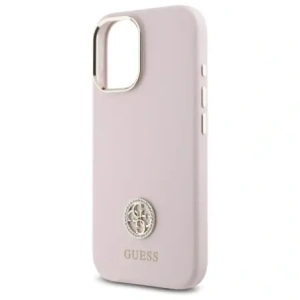 Etui Guess GUHCP16SM4DGPP Apple iPhone 16 hardcase Silicone Logo Strass 4G jasnoróżowy/pink