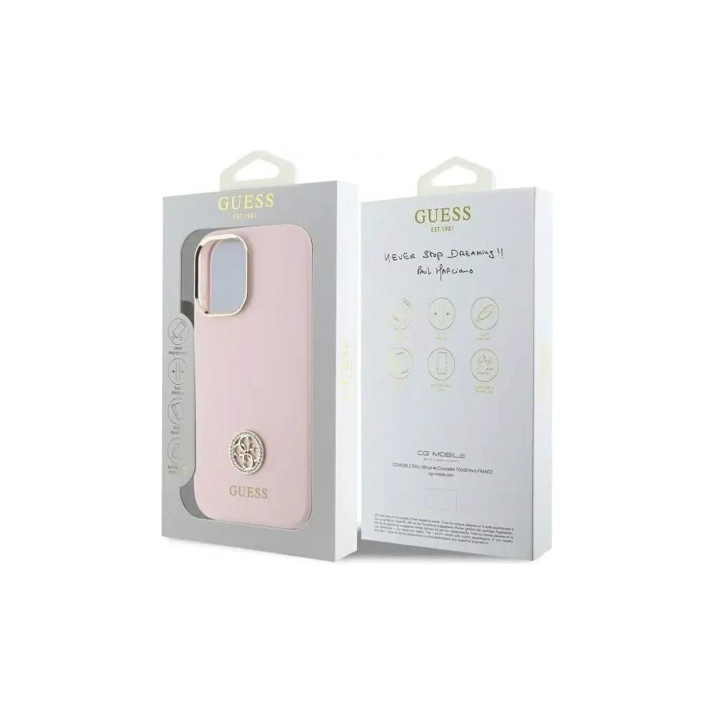 Hurtownia GSM - Etui Guess GUHCP16SM4DGPP Apple iPhone 16 hardcase Silicone Logo Strass 4G jasnoróżowy/pink - GUE4105 - {ean13} - Hurt