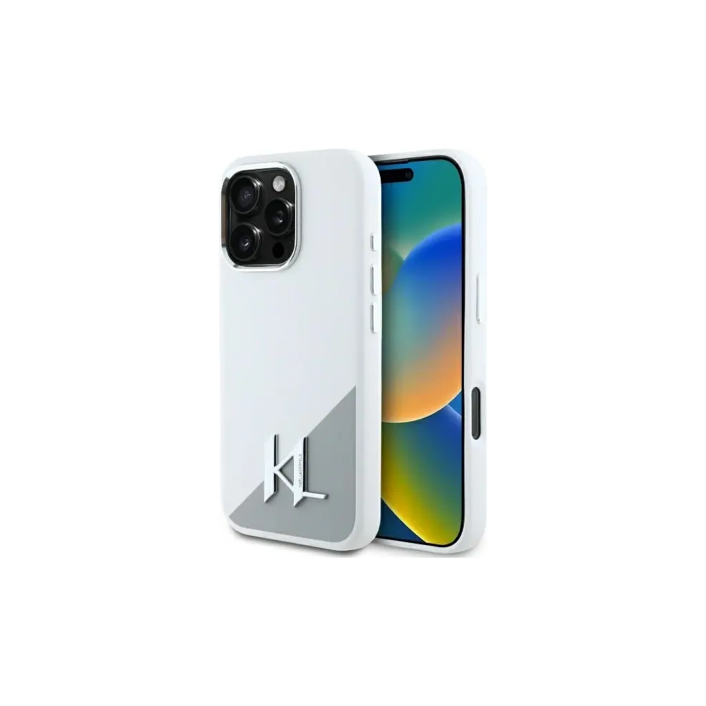 Hurtownia GSM - Karl Lagerfeld KLHMP16LSCMKMPCH Apple iPhone 16 Pro Hardcase Silikon Initial Metall-Logo MagSafe weiß - KLD21801 - {ean13} - Hurt