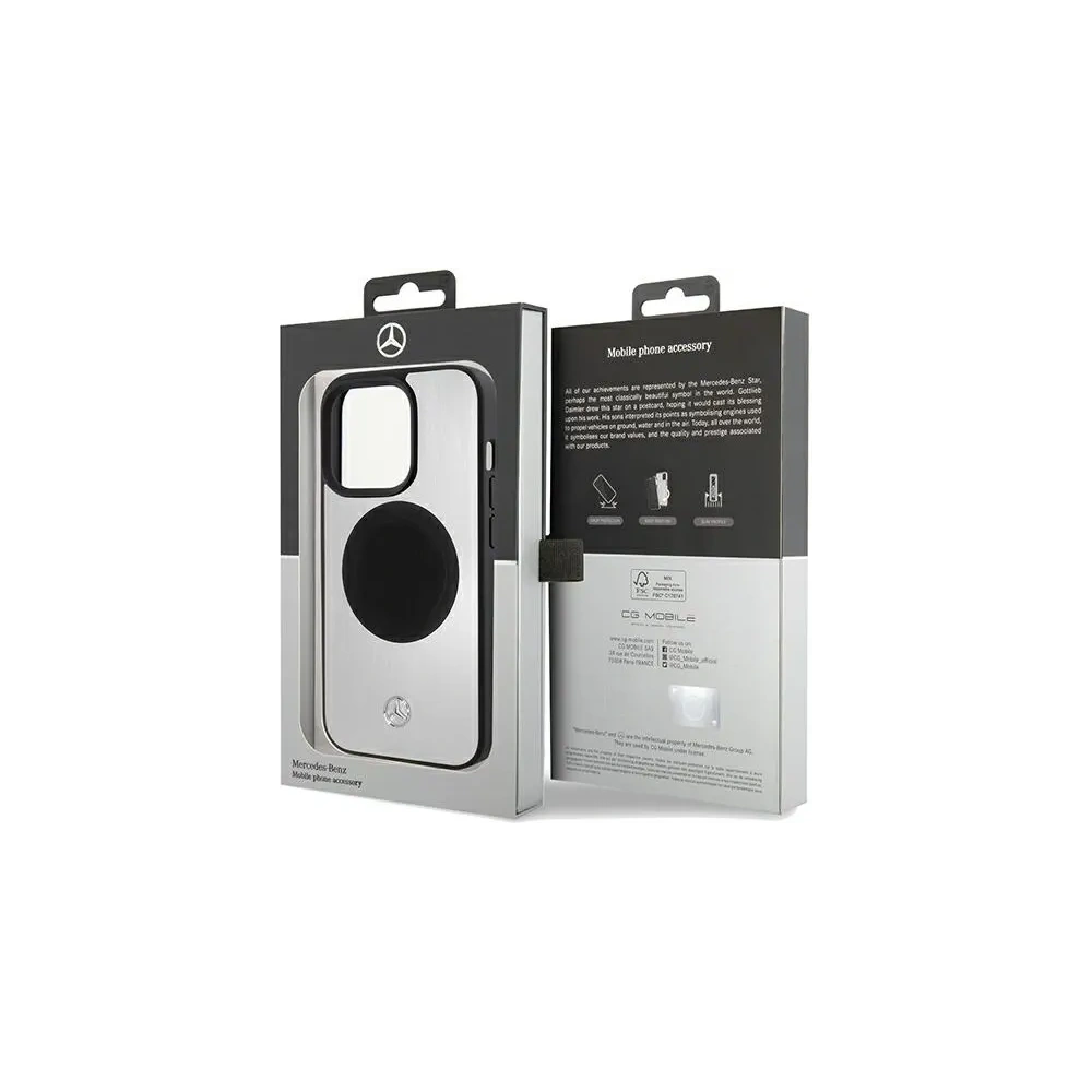 Hurtownia GSM - Etui Mercedes MEHMP15X23ACMS Apple iPhone 15 Pro Max hardcase Leather&Alu MagSafe srebrny/silver - MRS231 - {ean13} - Hurt