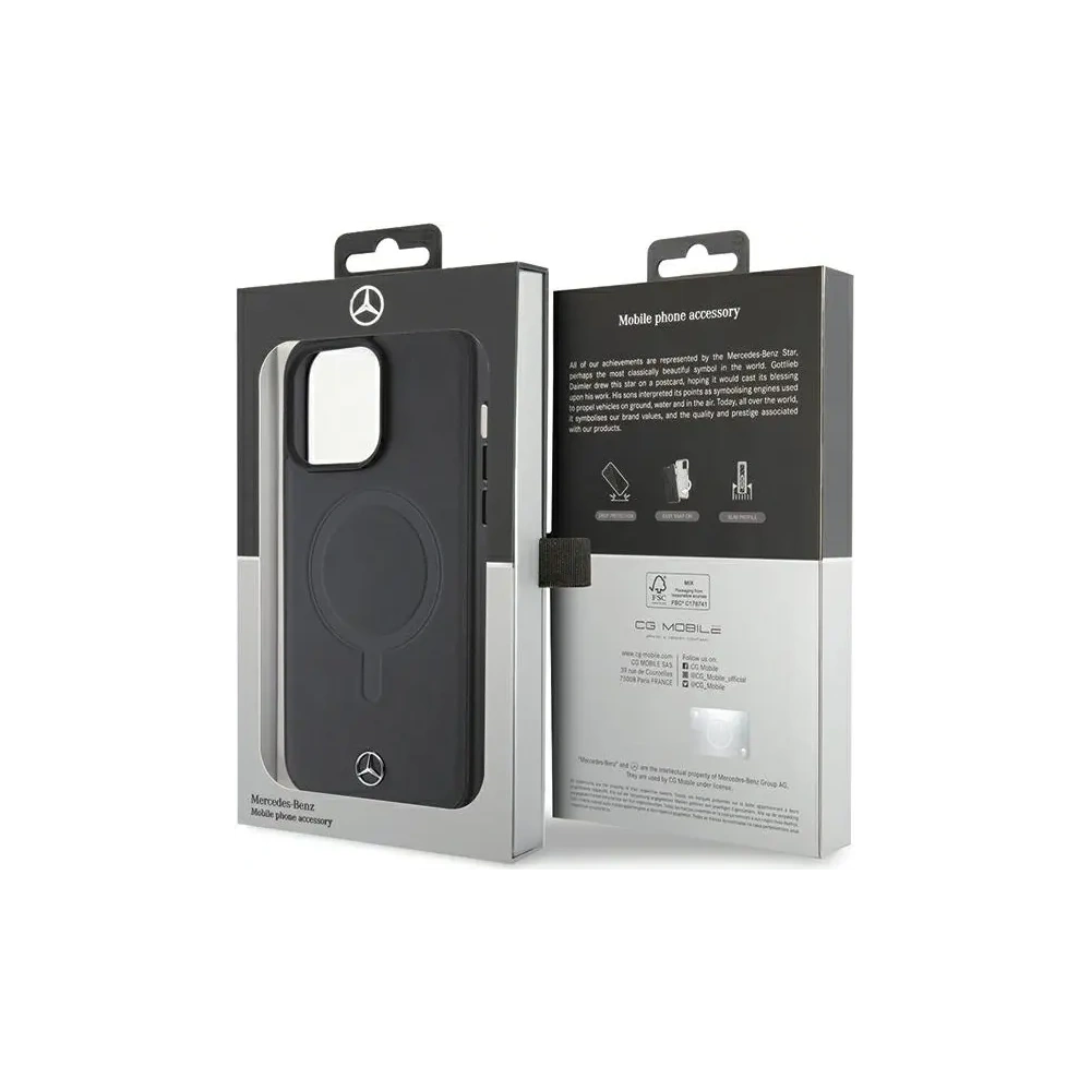 Hurtownia GSM - Mercedes MEHMP15X23RCMK Apple iPhone 15 Pro Max Hartschale Glattes Leder MagSafe schwarz - MRS233 - {ean13} - Hurt