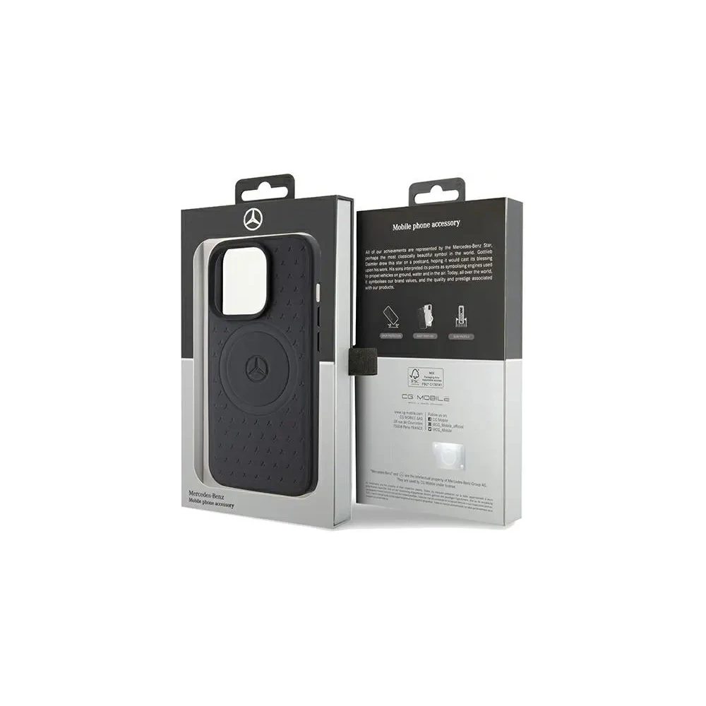 Hurtownia GSM - Mercedes MEHMP15X23RGSK Apple iPhone 15 Pro Max Hartschale Sternmuster Leder MagSafe schwarz - MRS235 - {ean13} - Hurt