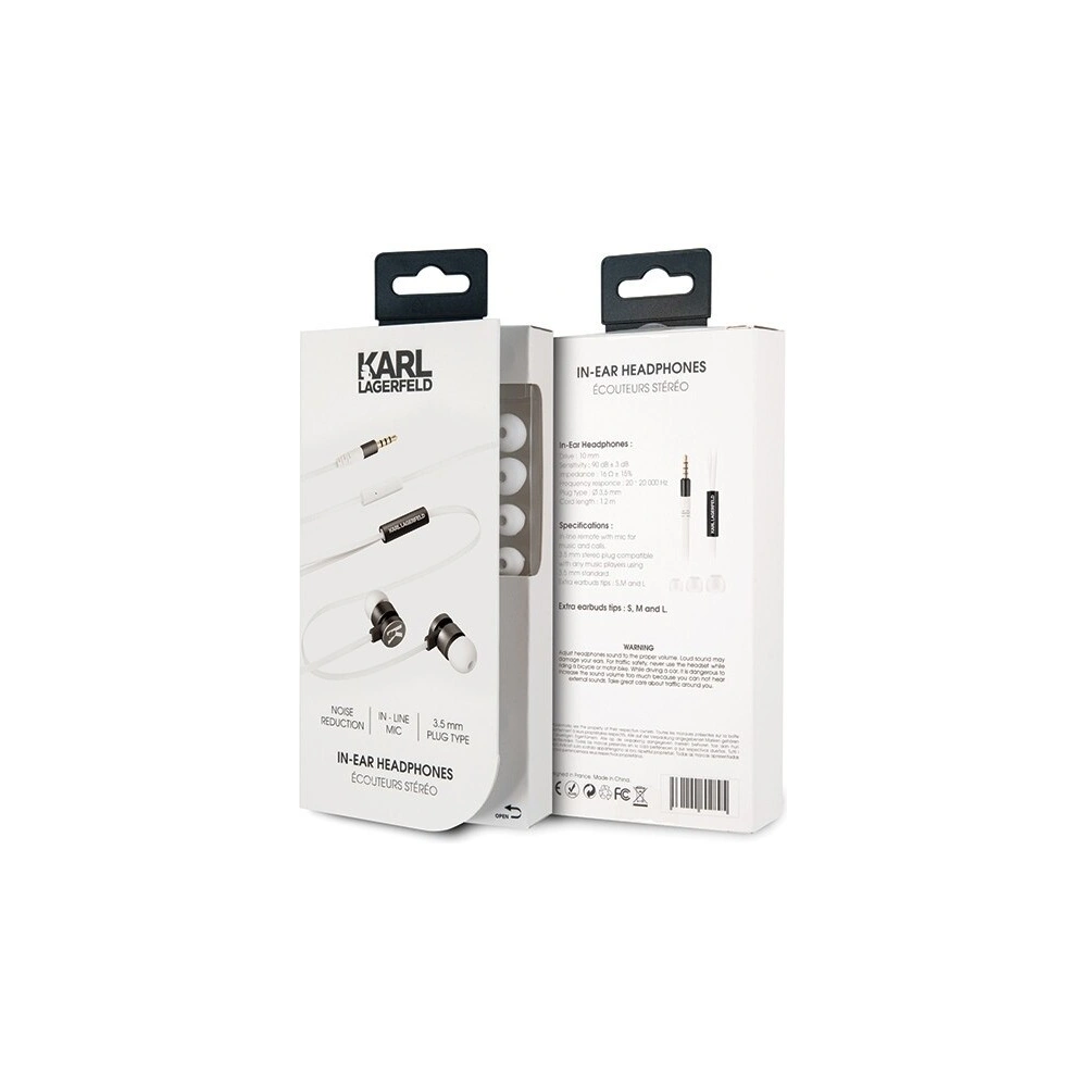 Hurtownia GSM - Karl Lagerfeld căști KLEPWIWH alb-negru/white&black 3,5mm - KLD253WHTBLK - {ean13} - Hurt