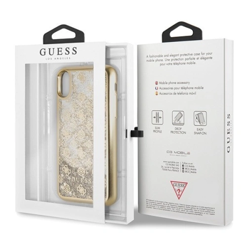Etui Guess GUHCPXPEOLGGO Apple iPhone X/XS złoty/gold hard case 4G Peony Liquid Glitter