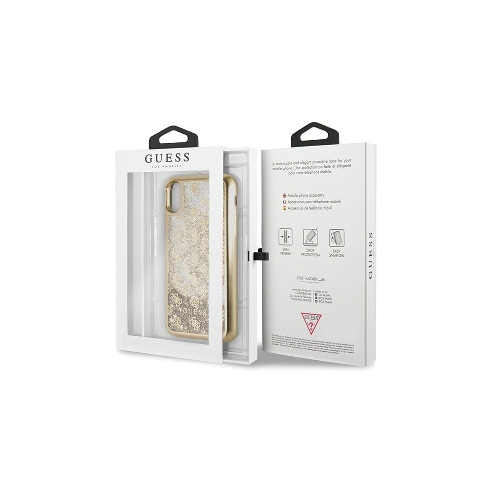 Hurtownia GSM - Etui Guess GUHCPXPEOLGGO Apple iPhone X/XS złoty/gold hard case 4G Peony Liquid Glitter - GUE334GLD - {ean13} - Hurt