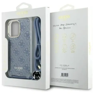 Etui Guess GUHCP16XHC4SEB Apple iPhone 16 Pro Max hardcase Crossbody Cord 4G Print niebieski/blue