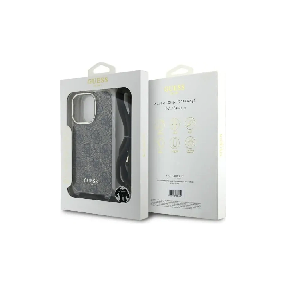 Wholesale Guess GUHCP16XHC4SEW Apple iPhone 16 Pro Max hardcase Crossbody Cord 4G Print brown - GUE4110 - {ean13} - Hurt
