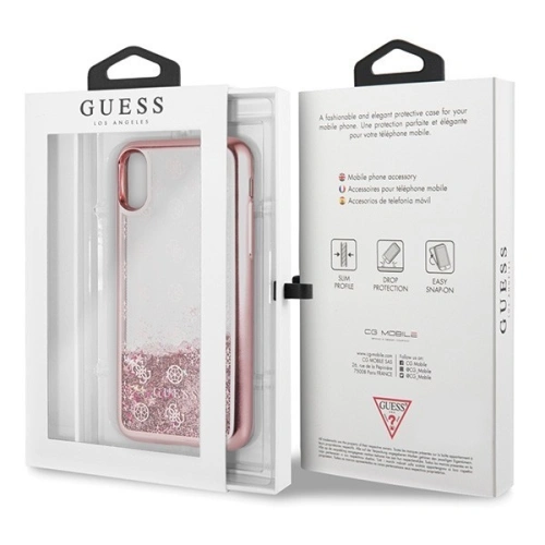 Etui Guess GUHCPXPEOLGPI Apple iPhone X/XS różowy/pink hard case 4G Peony Liquid Glitter
