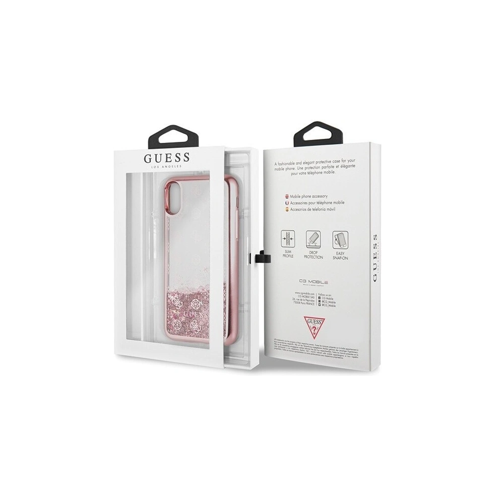 Hurtownia GSM - Etui Guess GUHCPXPEOLGPI Apple iPhone X/XS różowy/pink hard case 4G Peony Liquid Glitter - GUE335PNK - {ean13} - Hurt