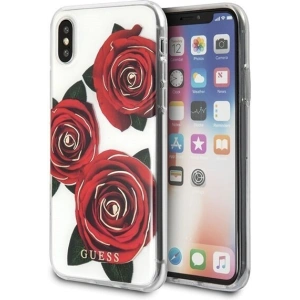 Hurtownia GSM - Etui Guess GUHCPXROSTR Apple iPhone X carcasă transparentă dură Flower Desire trandafir roșu - GUE336CL - {ean13} - Hurt