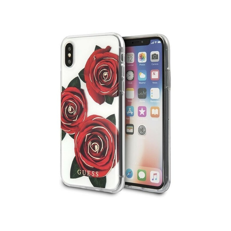 Hurtownia Guess - 3700740406816 - GUE336CL - Etui Guess GUHCPXROSTR Apple iPhone X transparent hard case Flower Desire red rose - B2B homescreen