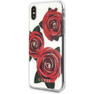 Hurtownia GSM - Etui Guess GUHCPXROSTR Apple iPhone X carcasă transparentă dură Flower Desire trandafir roșu - GUE336CL - {ean13} - Hurt