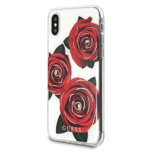 Etui Guess GUHCPXROSTR Apple iPhone X transparent hard case Flower Desire red rose