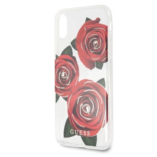 Etui Guess GUHCPXROSTR Apple iPhone X transparent hard case Flower Desire red rose