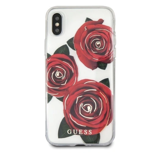 Etui Guess GUHCPXROSTR Apple iPhone X transparent hard case Flower Desire red rose