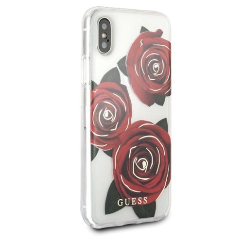 Etui Guess GUHCPXROSTR Apple iPhone X transparent hard case Flower Desire red rose