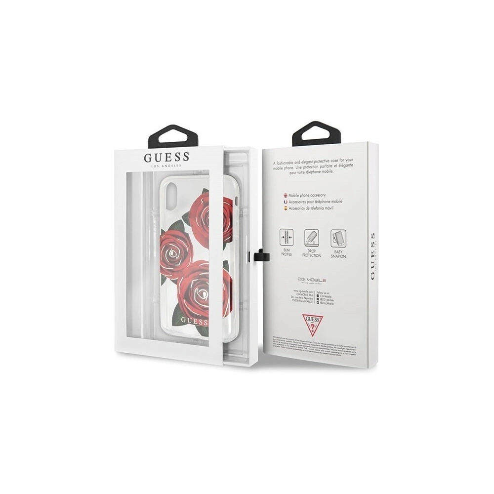 Hurtownia GSM - Guess Apple Case GUHCPXROSTR iPhone X transparentes Hartschalenetui Flower Desire rote Rose - GUE336CL - {ean13} - Hurt