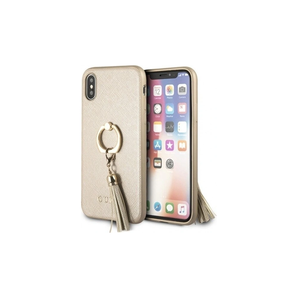 Hurtownia GSM - Etui Guess GUHCPXRSSABE Apple iPhone X/XS beige/beżowy hard case Saffiano with ring stand - GUE337BEI - {ean13} - Hurt