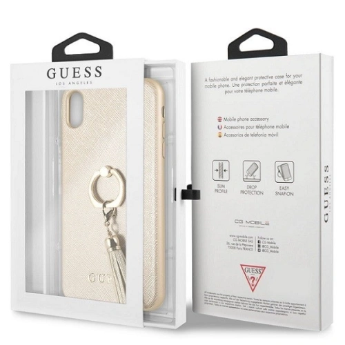 Etui Guess GUHCPXRSSABE Apple iPhone X/XS beige/beżowy hard case Saffiano with ring stand