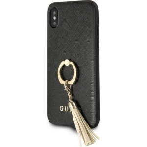 Hurtownia GSM - Etui Guess GUHCPXRSSABK Apple iPhone X/XS black/czarny hard case Saffiano with ring stand - GUE338BLK - {ean13} - Hurt